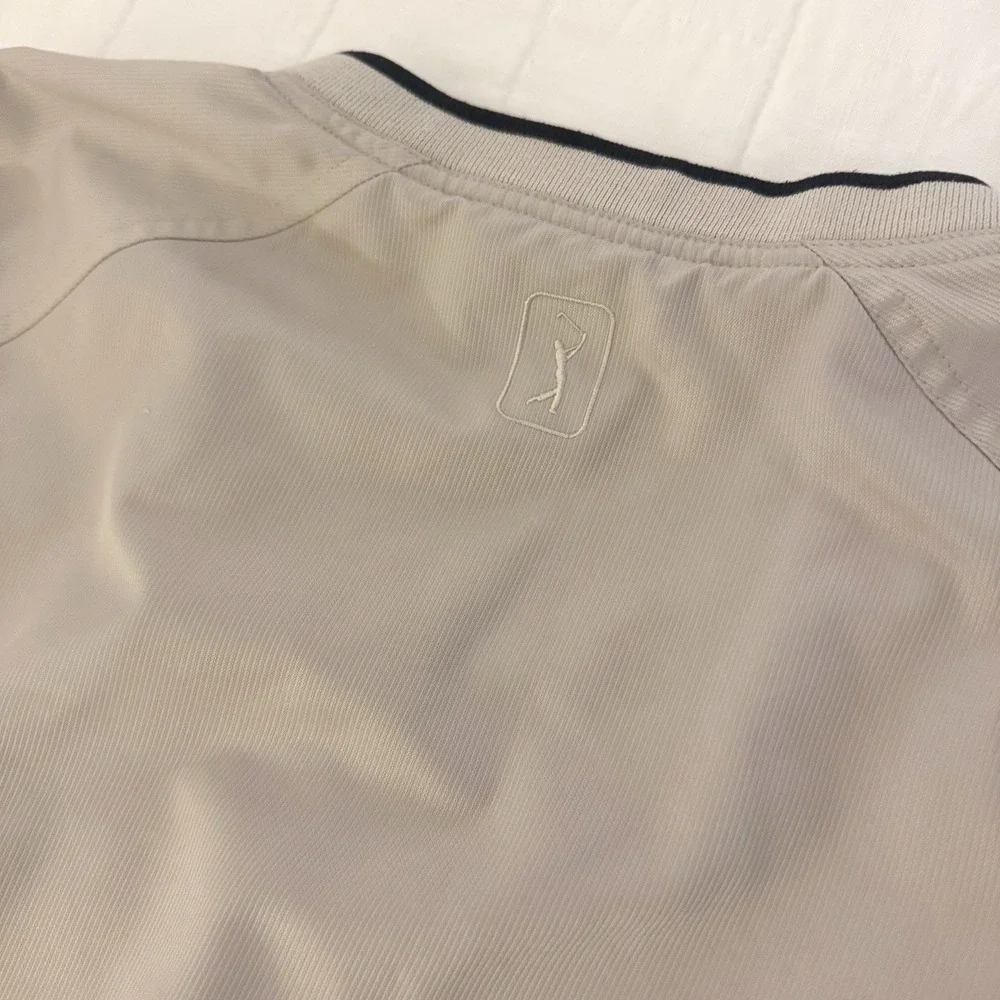 PGA Tour Mens Pullover Jacket XL Tan Water And‎ Wind Resistant Golf Zip Sleeves